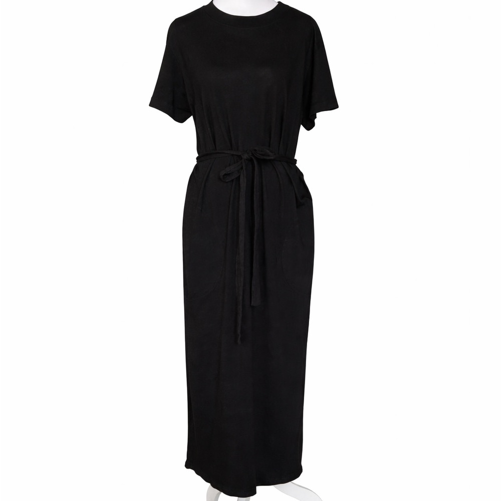 NWT‎ Velvet by Graham & Spencer Black Belted Dress Size M 100% Cotton Made USA